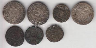 ~1700. 1Kr, 3Kr, Duarius "I. Lipót" tétel 7db klf fémpénzzel! T:vegyes