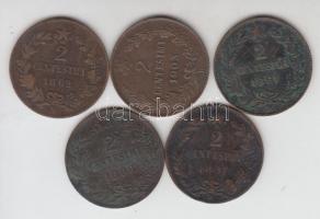 Olaszország 1861M 2c Cu + 1862N 2c Cu + 1897R 2c Cu + 1898R 2c Cu + 1903. 2c Cu T:2,2-,3
Itlay 1861M...