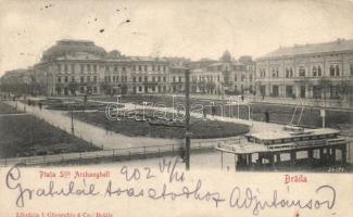 Braila, Piata Stii Archangheli / square, tram  (EK)