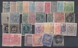 33 db spanyol okmánybélyeg és hadiadó bélyeg
