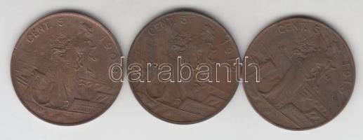 Olaszország 1909R 5c Cu + 1912R 5c Cu + 1913R 5c Cu T:2,2-
Itlay 1909R 5 centesimi Cu + 1912R 5 cent...