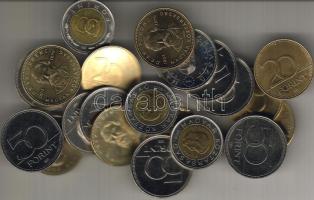Modern forg. pénzek "Deák" 20Ft (10x), "EU" 50Ft (5x), "Gyerek" 50Ft (5x), "Kossuth" 100Ft (3x) T:2