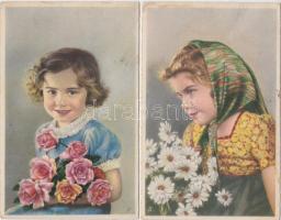 28 db régi képeslap: 20 festményreprodukció és 8 gyerek motívumlap, köztük néhány modern / 28 postcards: 20 painting reproduction and 8 children motive cards, between them some modern cards