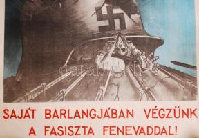 1945 Ék Sándor: Nagyméretű antifasiszta propaganda plakát 80x110 cm (alul kis beszakadások, egyébkén...