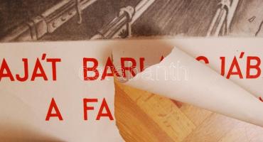 1945 Ék Sándor: Nagyméretű antifasiszta propaganda plakát 80x110 cm (alul kis beszakadások, egyébkén...