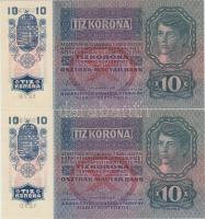 1915. 10K "Deutschösterreich" felülbélyegzéssel (4x) egymásutáni sorszámmal T:I