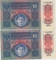 1915. 10K "Deutschösterreich" felülbélyegzéssel (4x) egymásutáni sorszámmal T:I