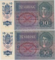1915. 10K "Deutschösterreich" felülbélyegzéssel (4x) egymásutáni sorszámmal T:I