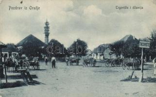 Orasje market place, mosque