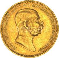 Ausztria 1909. 10K Au "Ferenc József kis fej" (3,39g/0.900) T:1-,2 apró ph. Austria 1909. 10 Corona Au "Franz Joseph small head" (3.39g/0.900) C:AU,XF tiny edge error