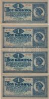 1920. 1K (4x) egymásutáni sorszámmal T:I,I- (hajtatlan!)