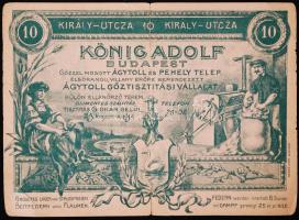 cca 1890 Bp., VII. Kőnig Adolf ágytoll telep bankjegy formájú reklámnyomtatvány