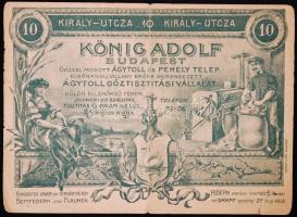 cca 1890 Bp., VII. Kőnig Adolf ágytoll telep bankjegy formájú reklámnyomtatvány