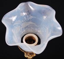 Régi, üvegbúrás asztali lámpa, üvegen kis repedés / Vintage lamp (small crack on glas) 40 cm