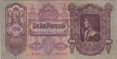 1930. 100P nyomdai papírránccal és festékhiánnyal T:II-