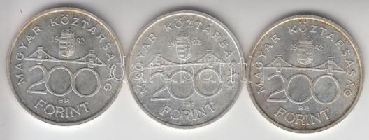 1992. 200Ft Ag "MNB" (3x) T:2