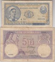 Románia 1917. 5L + 1952. 5L T:III,III- Romania 1917. 5 Lei + 1952. 5 Lei C:F,VG