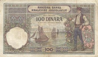 Jugoszlávia 1929. 100D T:III Yugoslavia 1929. 100 Dinara C:F