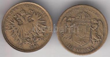1907. 10K Br "Ferenc József" mini játékpénz (0.59g/13mm) + Ausztria 1894. 10K Br "Fer...