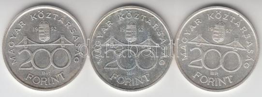 1992. 200Ft Ag "MNB" (3x) T:2