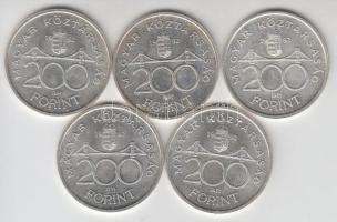 1992. 200Ft Ag "MNB" (5x) T:2