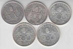 1992. 200Ft Ag "MNB" (5x) T:2
