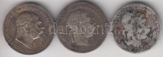 Ausztria 1895-1912. 1K Ag (3x) T:3,3-
Austria 1895-1912. 1 Corona Ag (3x) C:F,VG