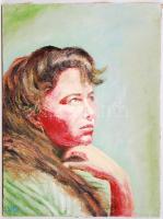 C. Lénárt Ferenc: Női portré. Olaj, vászon, jelzett, 60×45 cm