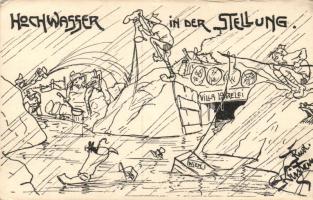 Flood in the emplacement, military humour, s: Rudi Kristen (EK)