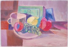 Csernó jelzéssel: Gyümölcs csendélet. Olaj, farost, 30×42 cm
