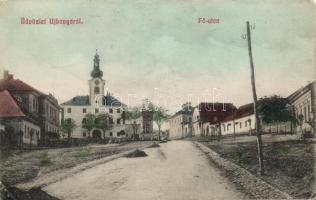 Újbánya, main street, church (gluemark)