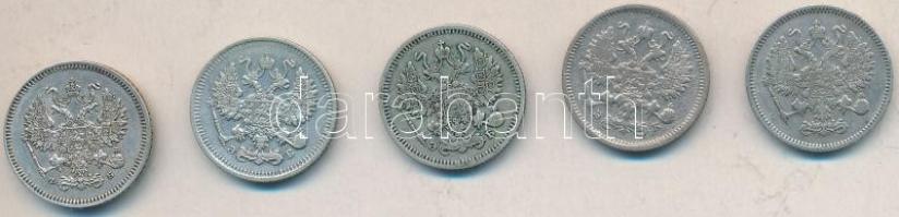 Oroszország 1860. 10k Ag + 1861. 10k Ag + 1906. 10k Ag + 1909. 10k Ag + 1910. 10k Ag T:2,2-,3
Russia...