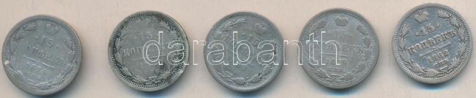 Oroszország 1862-1890. 15k Ag (5x) mind klf T:3,3- Russia 1862-1890. 15 kopeks Ag (5x) different years C:F,VG