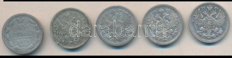 Oroszország 1862-1890. 15k Ag (5x) mind klf T:3,3-
Russia 1862-1890. 15 kopeks Ag (5x) different yea...