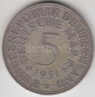 NSZK 1951G 5M Ag T:2- GFR 1951G 5 Mark Ag C:VF