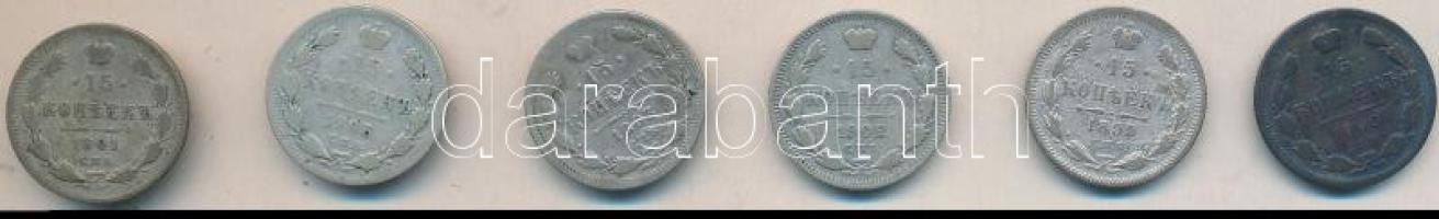 Oroszország 1893-1903. 15k Ag (6x) mind klf T:3,3- Russia 1893-1903. 15 kopeks Ag (6x) different years C:F,VG