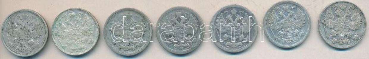 Oroszország 1904-1916. 15k Ag (7x) mind klf T:2,3
Russia 1904-1916. 15 kopeks Ag (7x) different year...