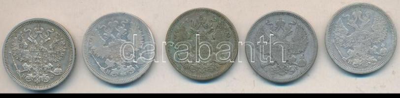 Oroszország 1864-1879. 20k Ag (5x) mind klf T:2,2-,3
Russia 1864-1879. 20 kopeks Ag (5x) different y...