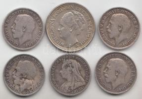 Nagy-Britannia 1901-1918. 3P Ag (5x) + Hollandia 1941. 25C Ag T:vegyes
Great Britain 1901-1918. 3 Pe...
