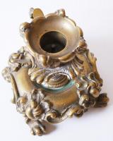 Gazdagon díszített séta gyertyatartó, bronz, jó állapotban, m:11 cm