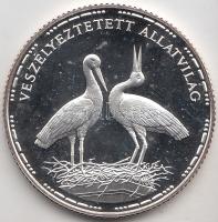 1992. 200Ft Ag "Veszélyeztetett állatvilág-gólya" T:PP