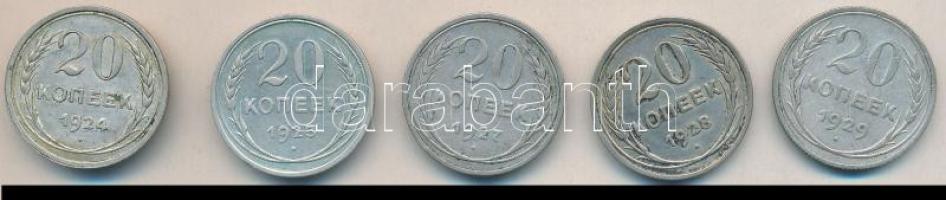 Szovjetunió 1924-29. 20k Ag (5x) T:2,2- Soviet Union 1924-29. 20 kopeks Ag (5x) C:XF,VF
