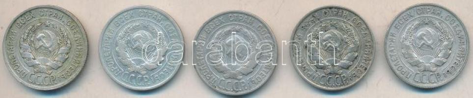 Szovjetunió 1924-29. 20k Ag (5x) T:2,2-
Soviet Union 1924-29. 20 kopeks Ag (5x) C:XF,VF