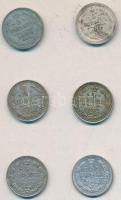 Oroszország 1901-1913. 5k Ag (6x) mind klf T:2,2- Russia 1901-1913. 5 Kopeks Ag (6x) different years C:XF,VF