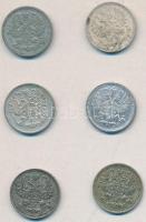 Oroszország 1901-1913. 5k Ag (6x) mind klf T:2,2-
Russia 1901-1913. 5 Kopeks Ag (6x) different years...