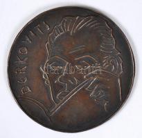 Kucs Béla (1925-1984): Derkovits. Kétoldalas bronz plakett, d:11 cm