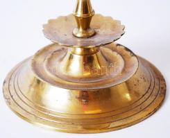 Ötágú modern gyertyatartó, réz, jó állapotban, m:38 cm /Brass candlestick
