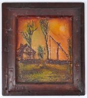 Zajácz Tamás (1952-): Tanya. Bőrkép, farost, jelzett hátul, 43×38 cm