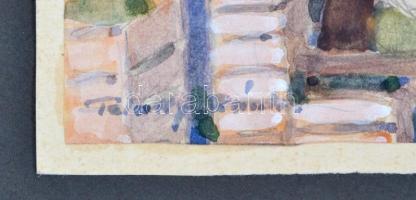 Pataky Sándor jelzéssel: Piac. Akvarell, papír, 10×14 cm