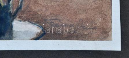 Pataky Sándor jelzéssel: Kopár fa. Akvarell, papír, 14×9 cm